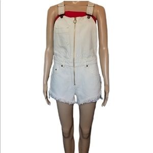 Free People Sunkissed Shortalls Denim Off White, Size 0